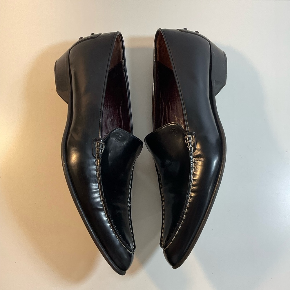 Vintage Tod’s Black Leather Pointy Toe Vintage Driver Moccasin Loafers - Picture 7 of 10